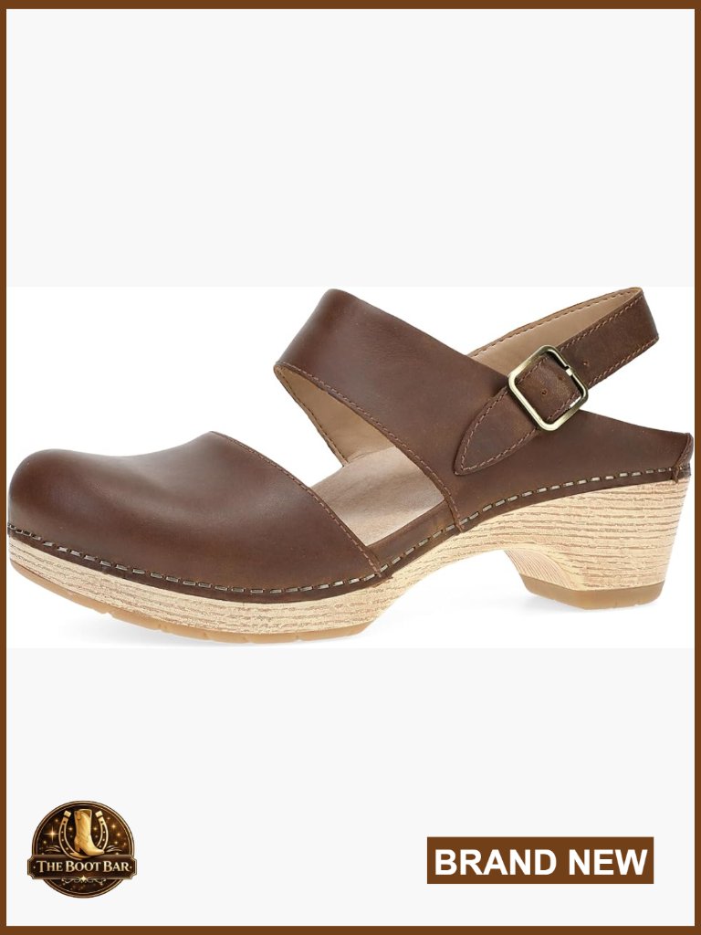 Closed Toe Mary Jane Clogs - Leather, Arch Support, Comfort Sandals